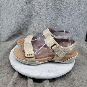 Halsa Shoes Womens Size 9 Gold Leather Dominica Adjustable Strap Sandals